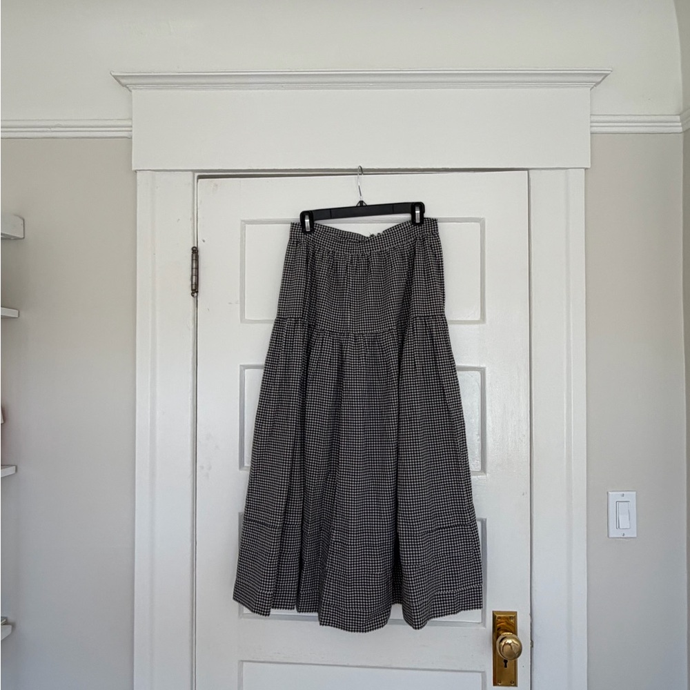 Doen Black and White Checked Maxi Skirt